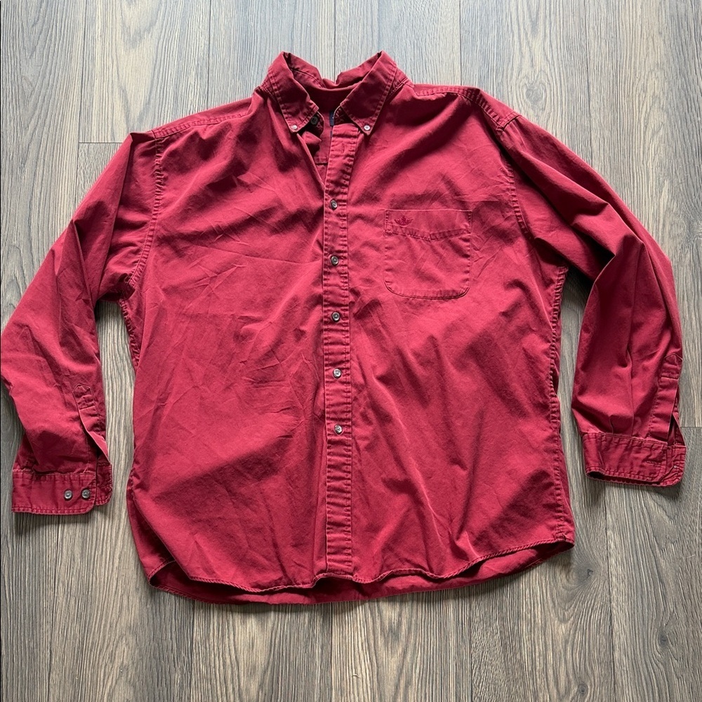 Dockers Men's Dark Red Long-Sleeve Button-Down Shirt